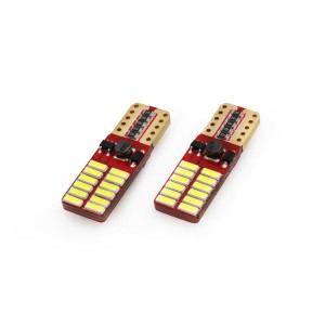 Set becuri auto cu LED CANBUS compatibil T10e W5W 24 SMD Alb 12V/24V, destinat competitiilor auto sau off-road