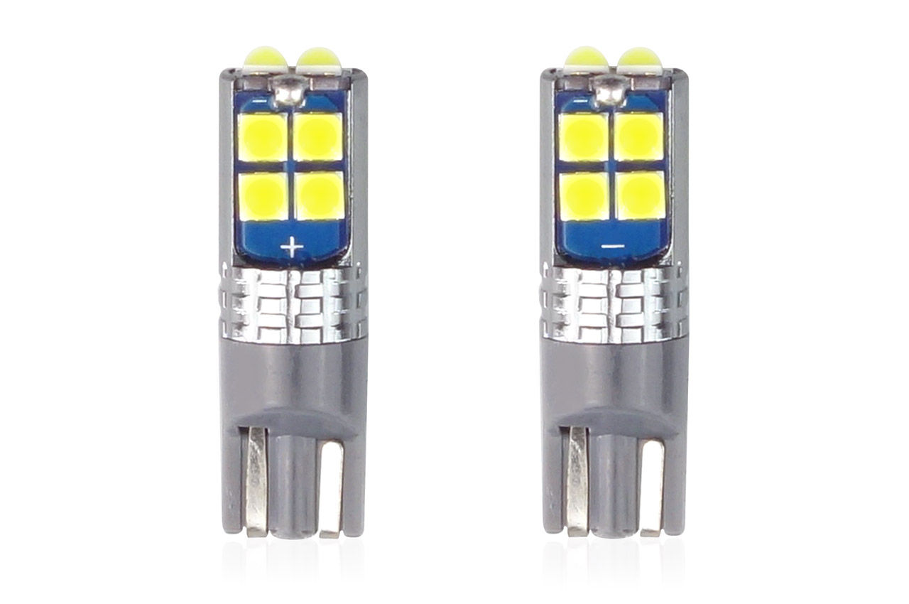 Set becuri auto cu LED CANBUS compatibil T10 W5W 10 SMD Alb 12/24V, destinat competitiilor auto sau off-road