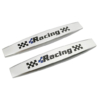 Set 2 x Embleme auto metalice, autoadezive, model "RACING", finisaj Crom, dimensiune, 10 x 1,5 cm