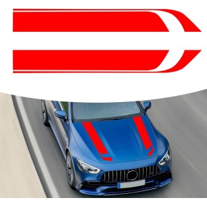 Set 2 stickere autoadezive Tuning, model "Hood Stripes V1", dimensiune 85 x 12 cm, culoare Rosie