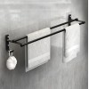 Suport din aluminiu pentru 2 prosoape + 2 cuiere, lungime 60 cm, culoare Neagra