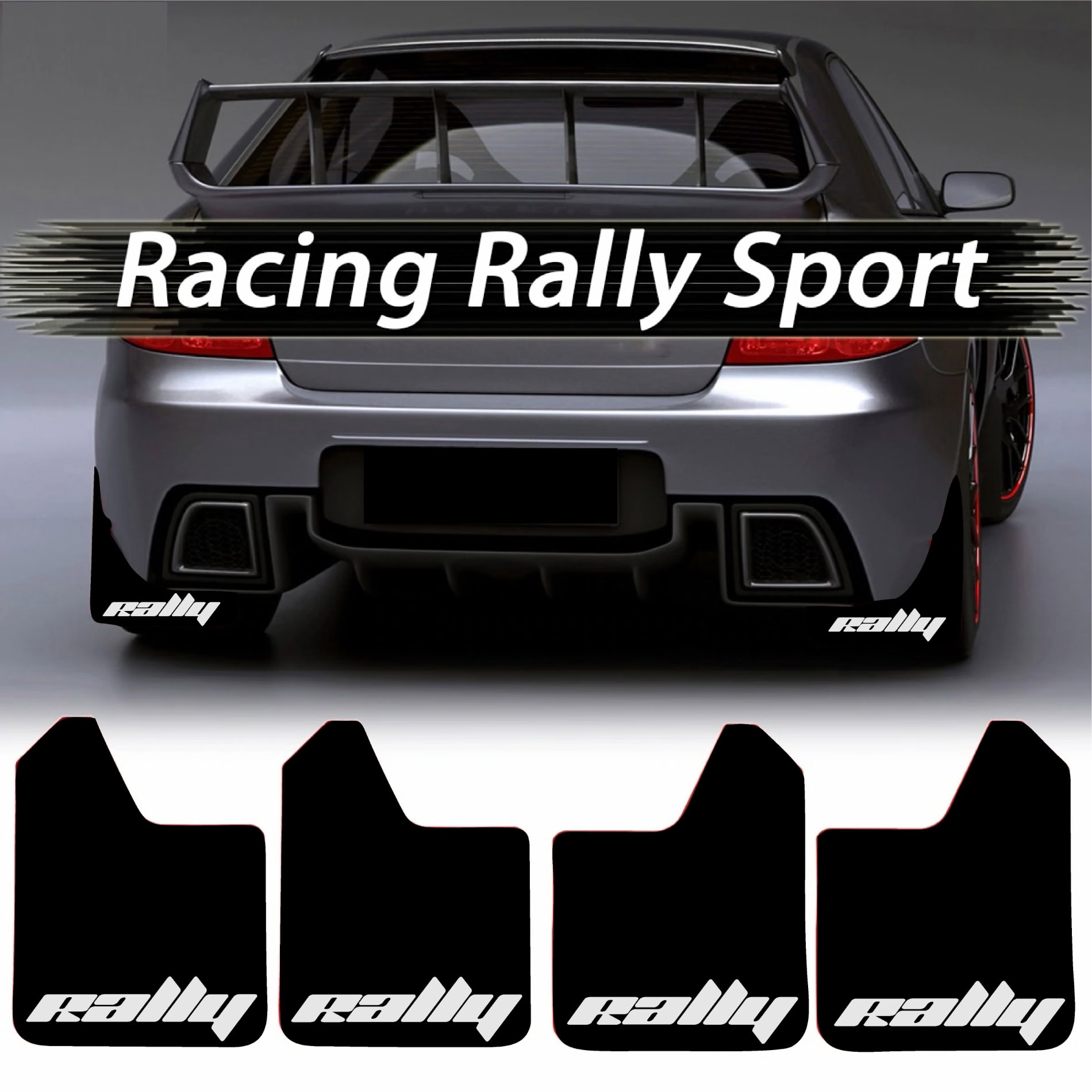 Set 4 Aparatori Noroi SPORT din cauciuc pentru autoturisme, universale, model Rally, dimensiune 30 x 23cm
