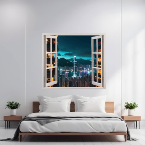 Folie imprimata color pentru decor perete locuinta, dimensiune 125 x 110cm, model: VIEW TO HAVEN 07