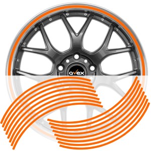 Set 16 inele din autocolant pentru jante culoare Orange Lucios