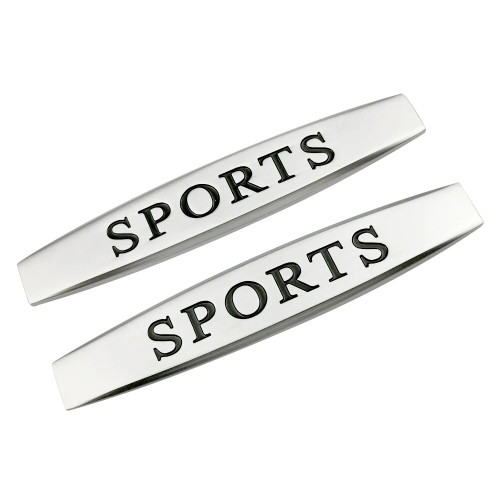 Set 2 x Embleme auto metalice, autoadezive, model "SPORTS", finisaj Crom, dimensiune, 10 x 1,5 cm