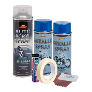 Kit complet reparatie si vopsire jante culoare Albastru Metalizat, V2