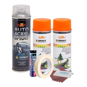 Kit complet reparatie si vopsire jante culoare Orange Fluorescent, V2
