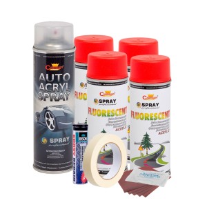 Kit complet reparatie si vopsire jante culoare Rosu Fluorescent, V4