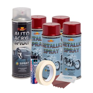 Kit complet reparatie si vopsire jante culoare Rosu Burgundy Metalizat, V4