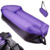 Saltea Autogonflabila "Lazy Bag" tip sezlong, 185 x 70cm, culoare Negru-Violet, pentru camping, plaja sau piscina