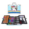 Set 145 piese pentru pictura, pentru copii sau adulti, pixuri de colorat, creioane colorate si vopsele de pictura, cu geanta de transport ALBASTRU UNICORN, model AVX-WT-RENOIR145